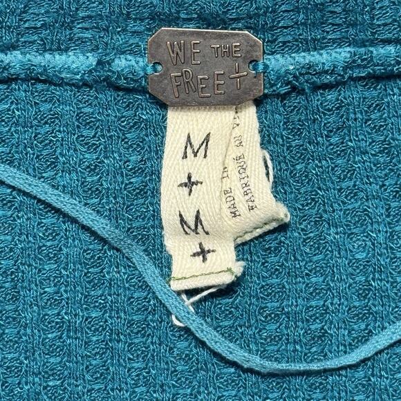 We the Free People Laguna Thermal Top Blue/Green Sz M Boho - Picture 3 of 5